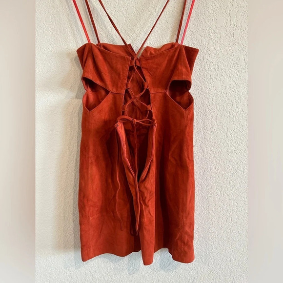 Fifth and Mode Revolve Marissa Genuine Suede Mini Dress in Coral Orange 4 - Picture 11 of 11
